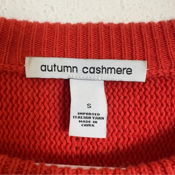 Autumn cashmere bittersweet red cropped boxy cashmere wool blend knit sweater - Picture 4 of 5